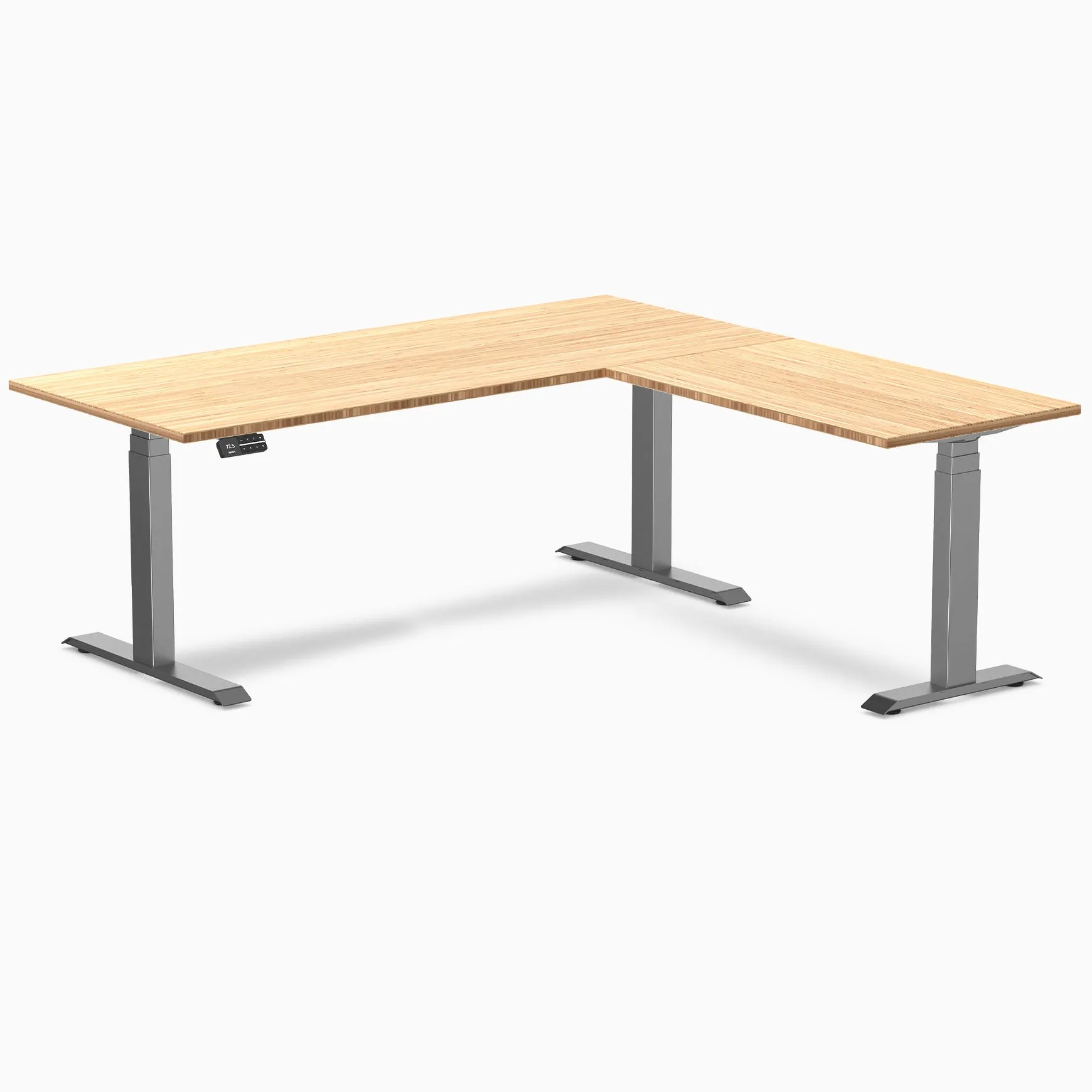 Desky Bamboo L-Shape Sit Stand Desk