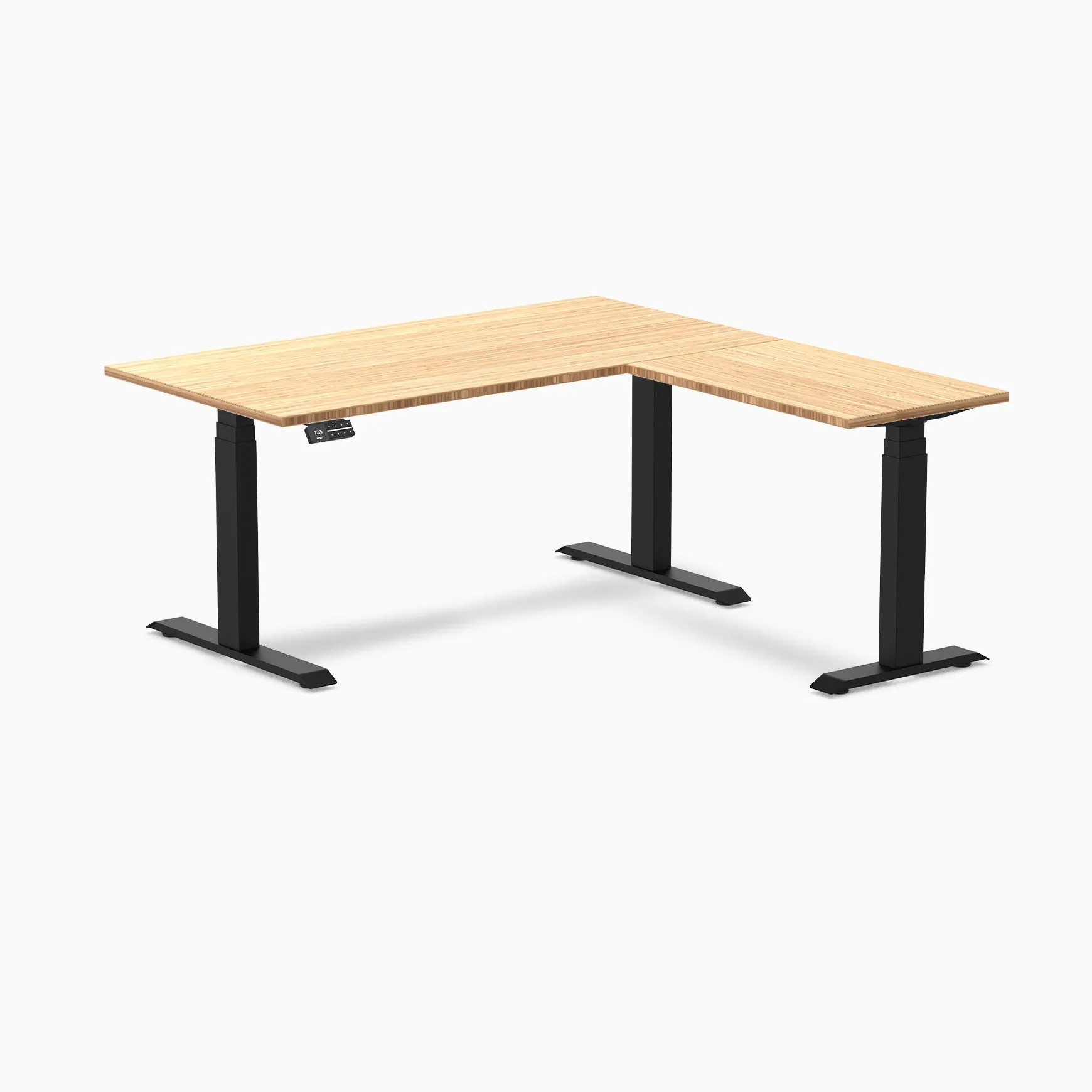 Desky Bamboo L-Shape Sit Stand Desk