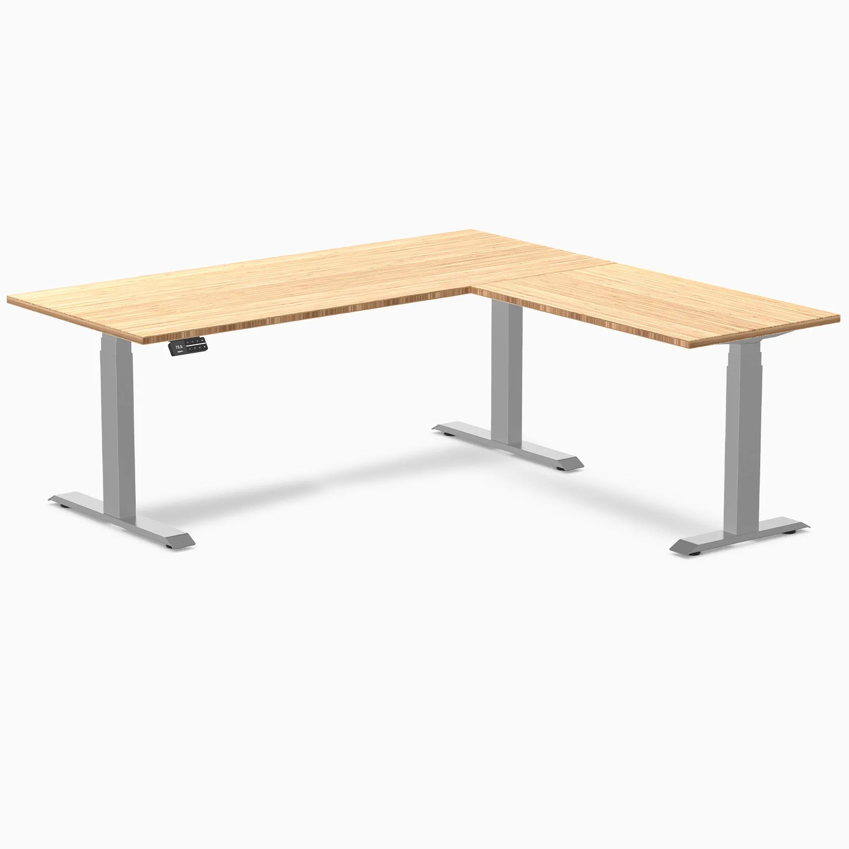 Desky Bamboo L-Shape Sit Stand Desk