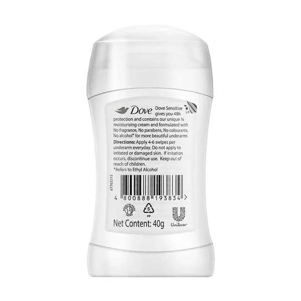 DOVE SENSITIVE FRAGRANCE FREE STICK 40G