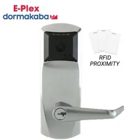 E-Plex - E7900 - Electronic RFID PROX Cylindrical Lever Set - Schlage 'C' - 2 3/4” Backset - Satin Chrome - Grade 1