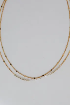 Emma Gold Pearl Layered Chain Necklace