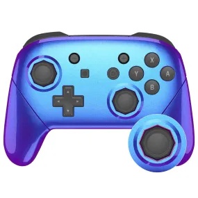 eXtremeRate Chameleon Purple Blue Faceplate Backplate Handles Cover, Octagonal Gated Sticks Design DIY Replacement Grip Housing Shell for NS Switch Pro Controller - Controller NOT Included - FRE607