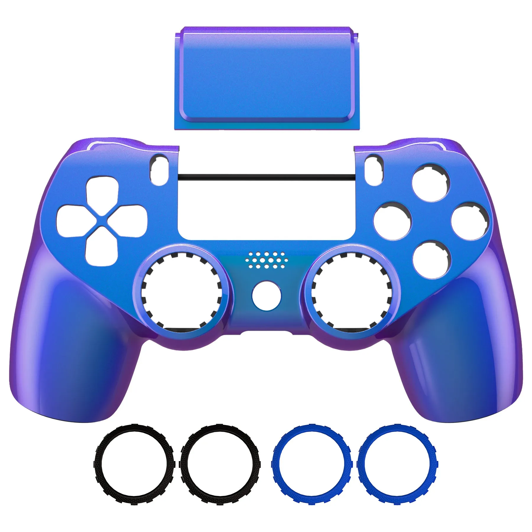 eXtremeRate Chameleon Purple Blue Replacement Faceplate Touchpad, Redesigned Soft Touch Housing Shell Touch Pad Compatible with PS4 Slim Pro Controller JDM-040/050/055 - Controller NOT Included - GHP4P003