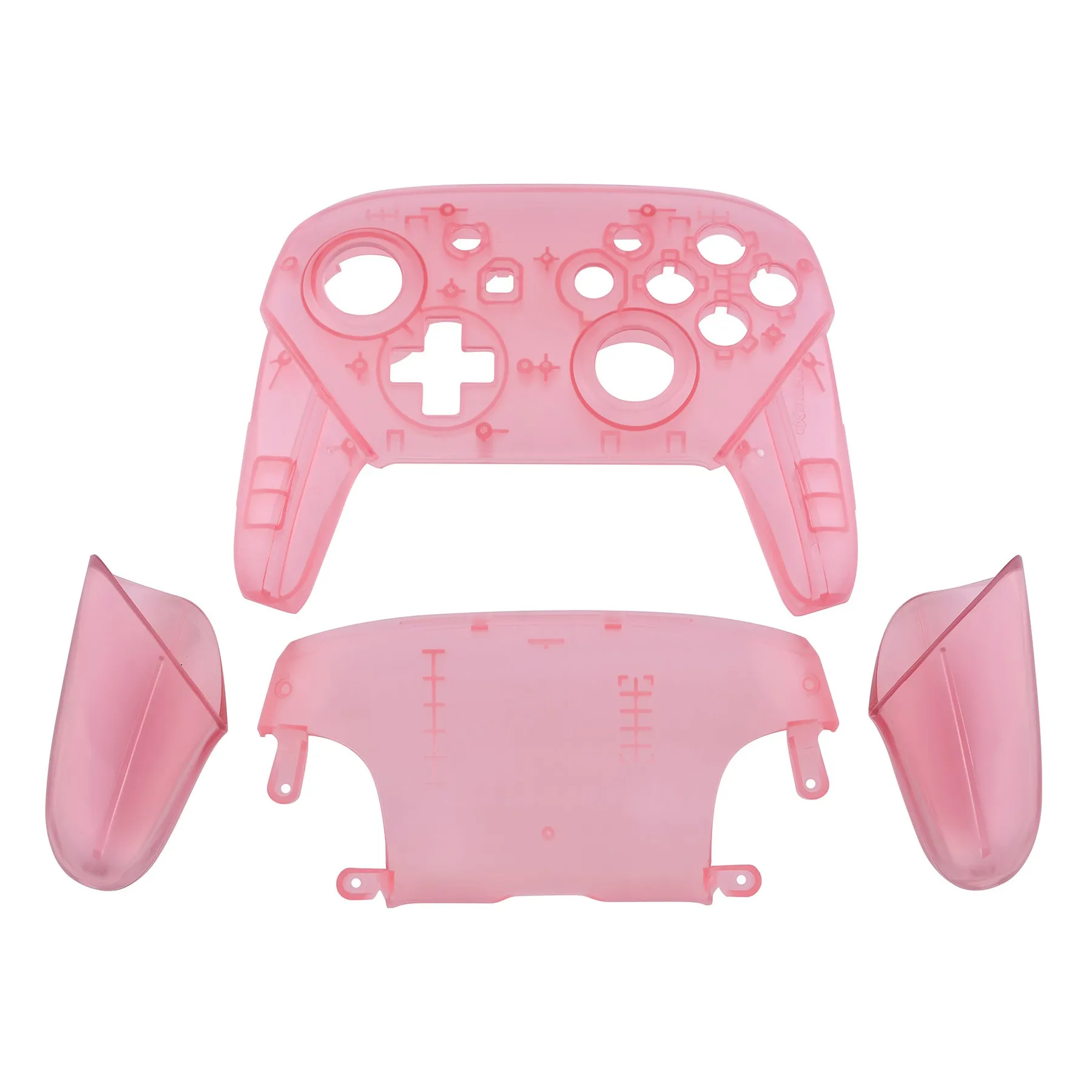 eXtremeRate Cherry Pink Faceplate Backplate Handles for Nintendo Switch Pro Controller, DIY Replacement Grip Housing Shell Cover for Nintendo Switch Pro - Controller NOT Included - FRM507