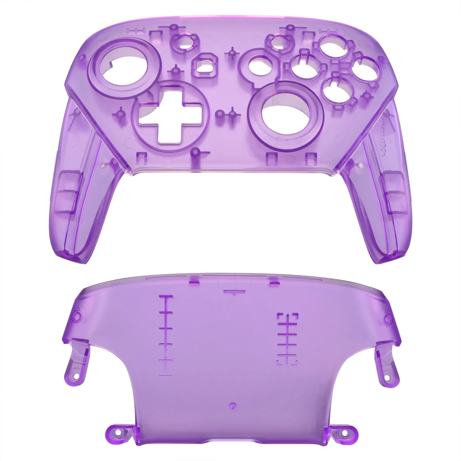 eXtremeRate Clear Atomic Puple Faceplate and Backplate for Nintendo Switch Pro Controller, DIY Replacement Shell Housing Case for Nintendo Switch Pro - Controller NOT Included - MRM505