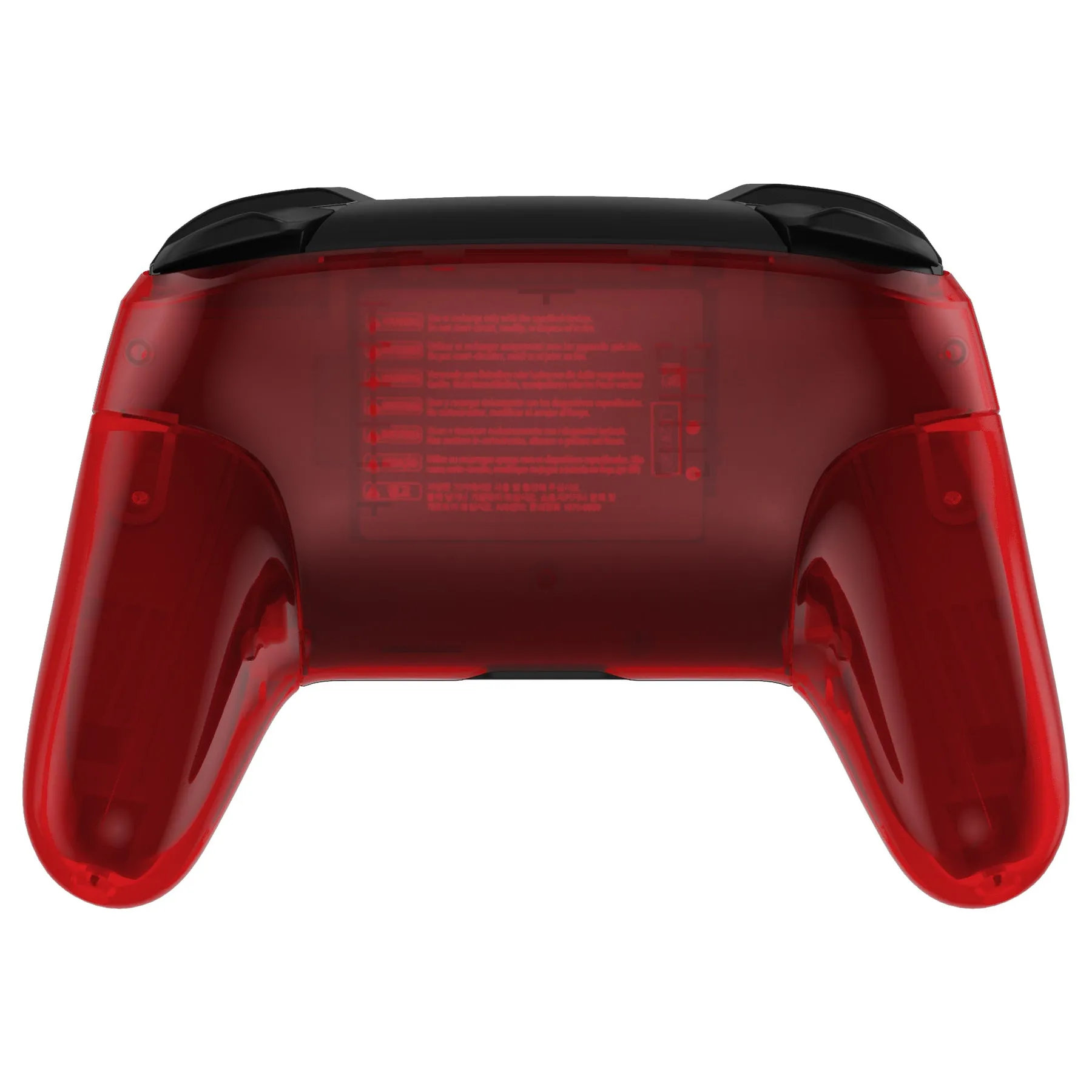 eXtremeRate Clear Red Octagonal Gated Sticks Faceplate Backplate Handles, DIY Replacement Grip Housing Shell Cover for NS Switch Pro Controller - Controller NOT Included - FRE615