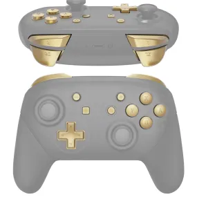 eXtremeRate DIY Replacement Full Set Buttons for Nintendo Switch Pro Controller - Metallic Champagne Gold - KRP358