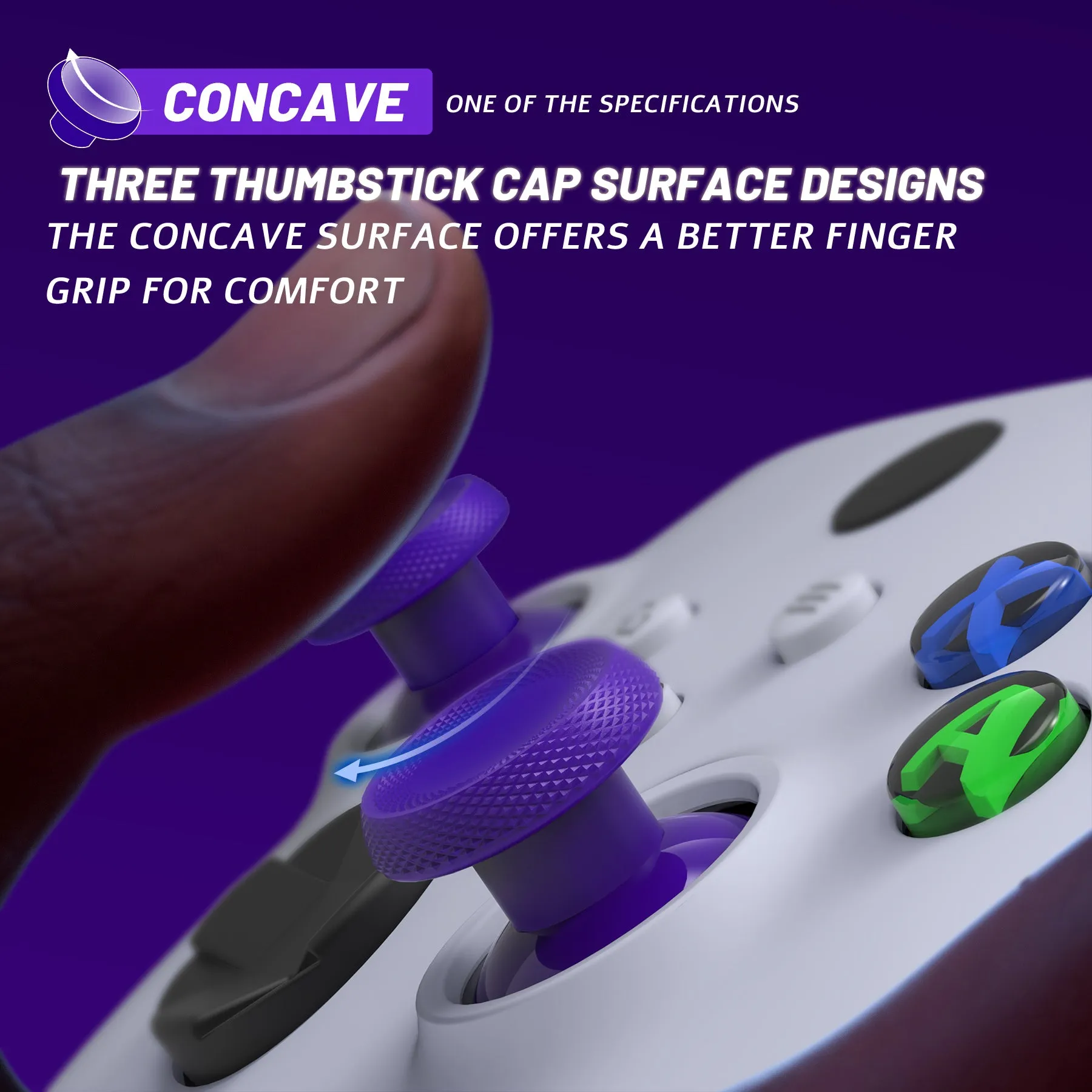 eXtremeRate ThumbsGear V3 Interchangeable Thumbsticks for Xbox Core Controller, 4 Height Adjustable Convex and Concave Grip Joysticks for Xbox One S/X/Elite, for Nintendo Switch Pro Controller - Purple - VRVX3M005