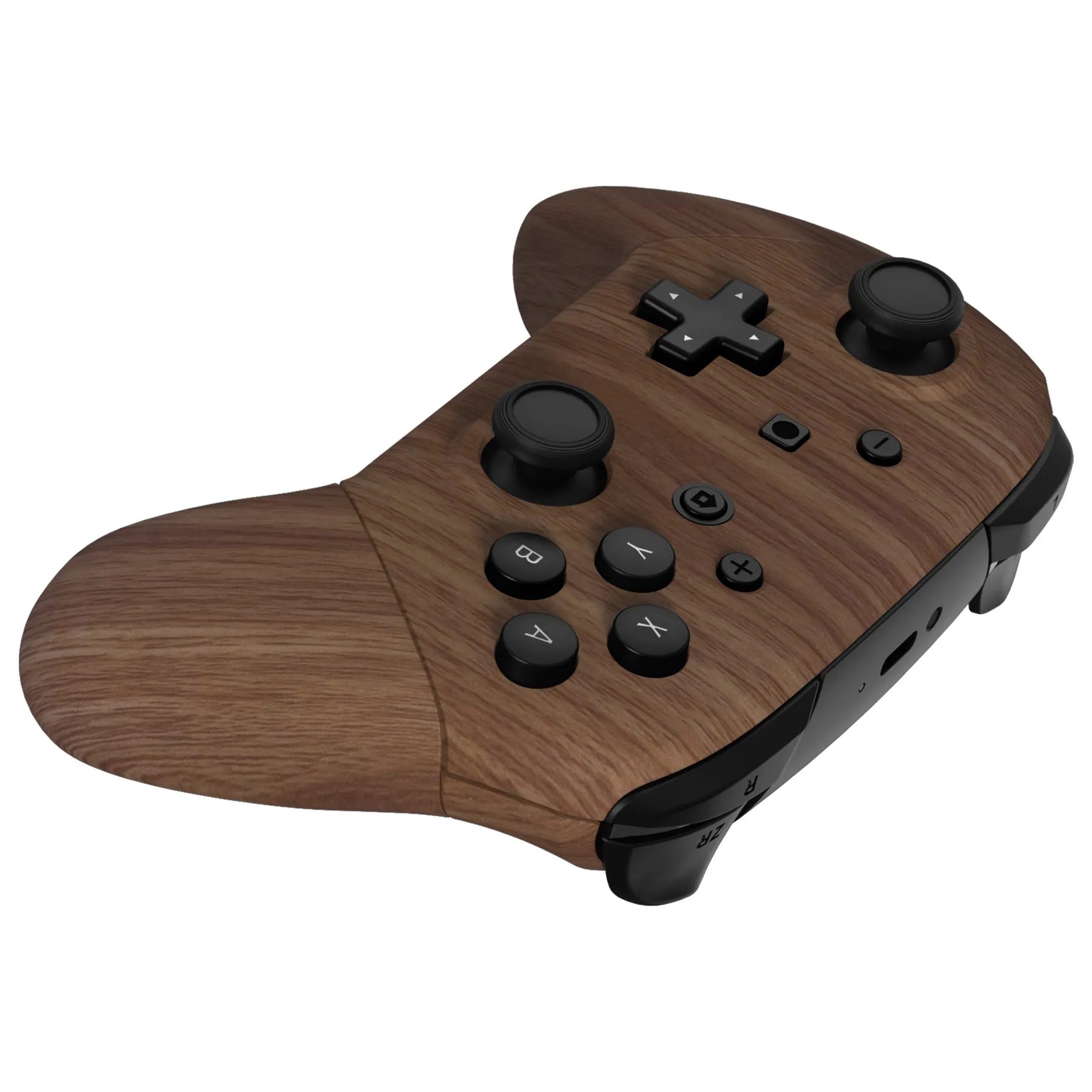 eXtremeRate Wood Grain Faceplate Backplate Handles for Nintendo Switch Pro Controller, Soft Touch Grip Replacement Housing Shell Cover Buttons for Nintendo Switch Pro - Controller NOT Included - FRS201