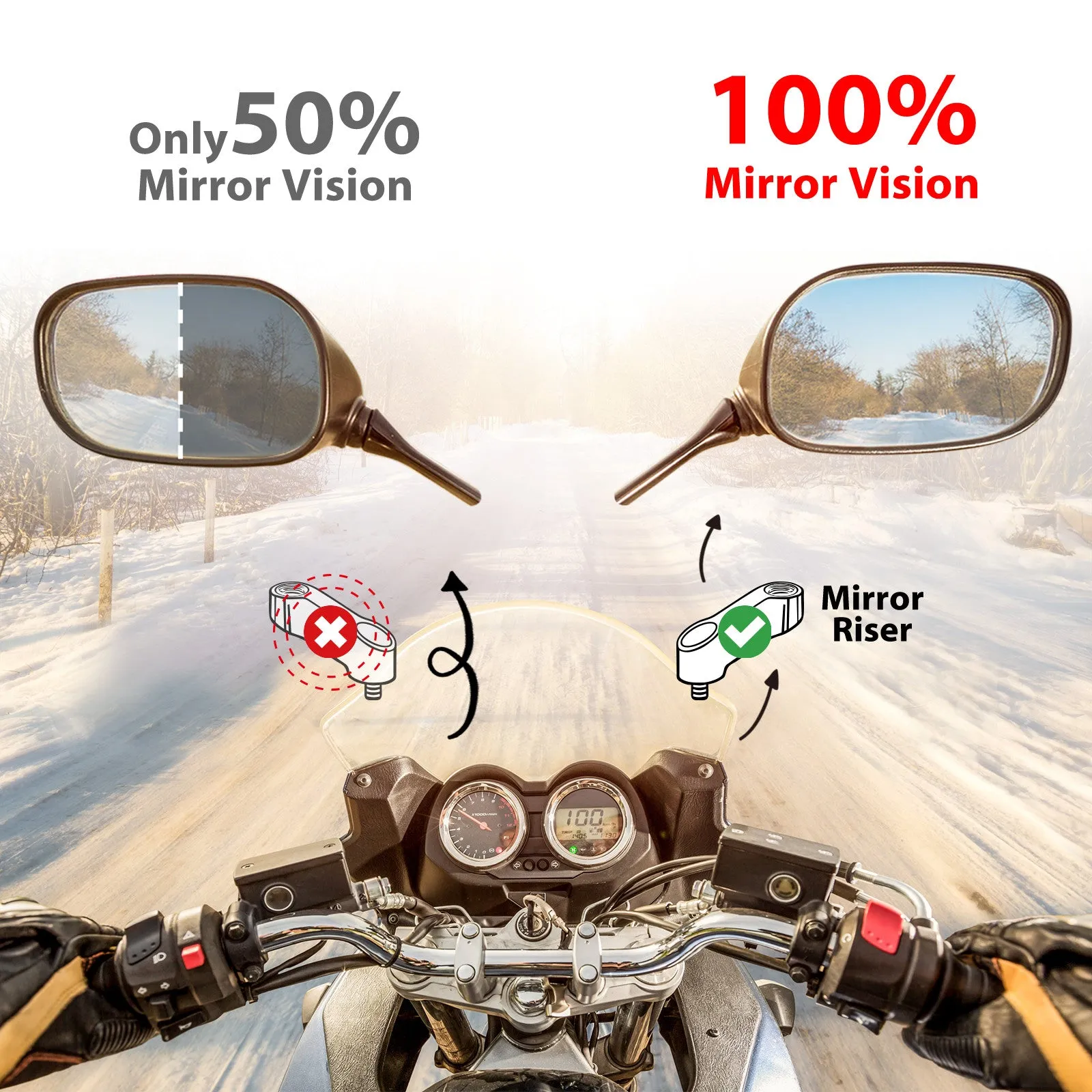 Fit Indian FTR 1200 S 2019-2020 Motorcycle Mirror Extender and Riser