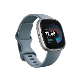 Fitbit Versa 4 Fitness Smartwatch with Daily Readiness, GPS, 24/7 Heart Rate, 40  Exercise Modes, Sleep Tracking and more, Waterfall Blue/Platinum, One Size (S & L Bands Included)