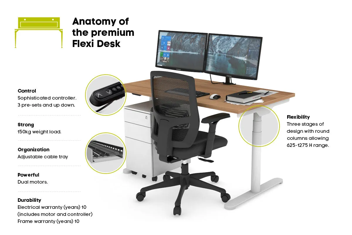 Flexi Premium Height Adjustable Single Workstation [1200L x 700W]