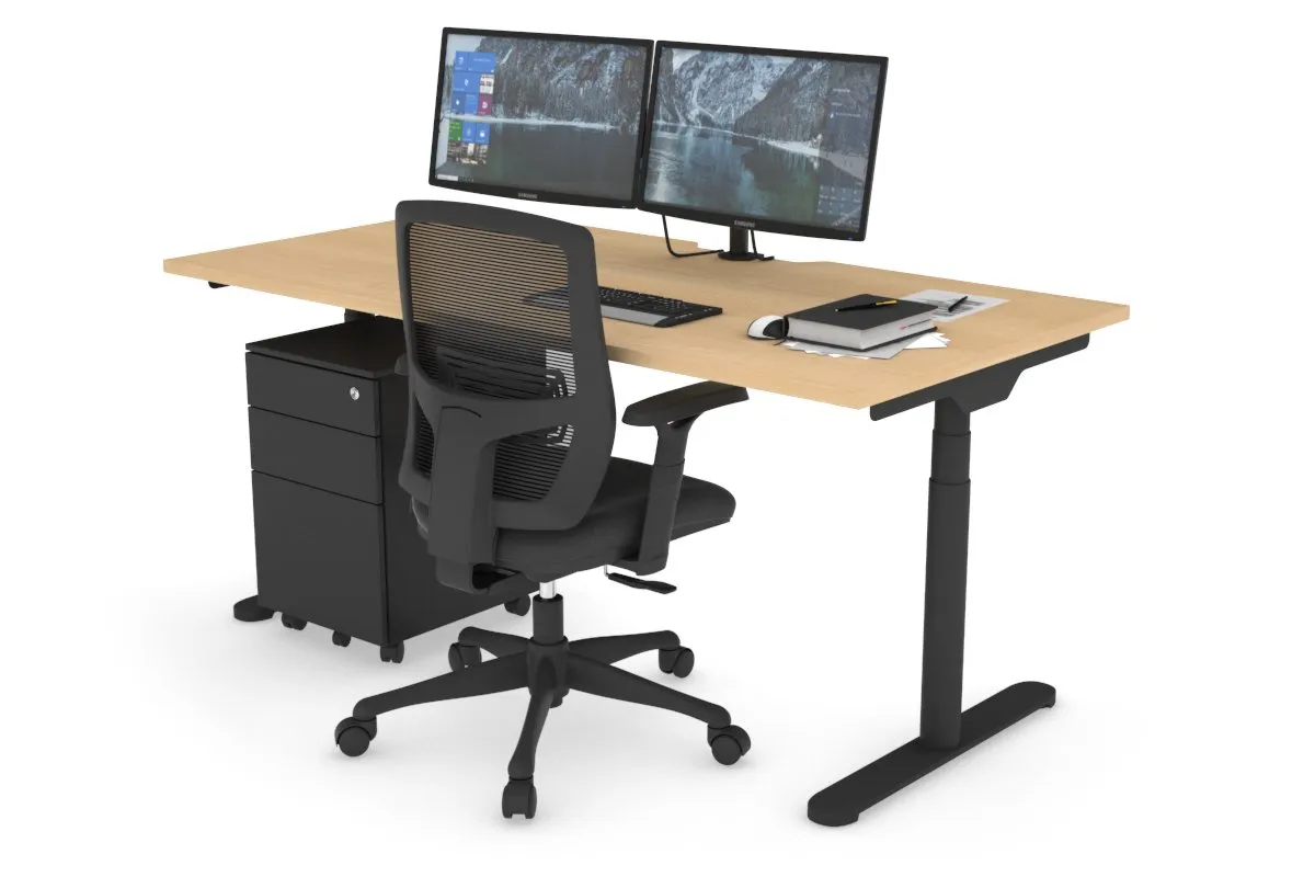 Flexi Premium Height Adjustable Single Workstation [1600L x 800W with Cable Scallop]