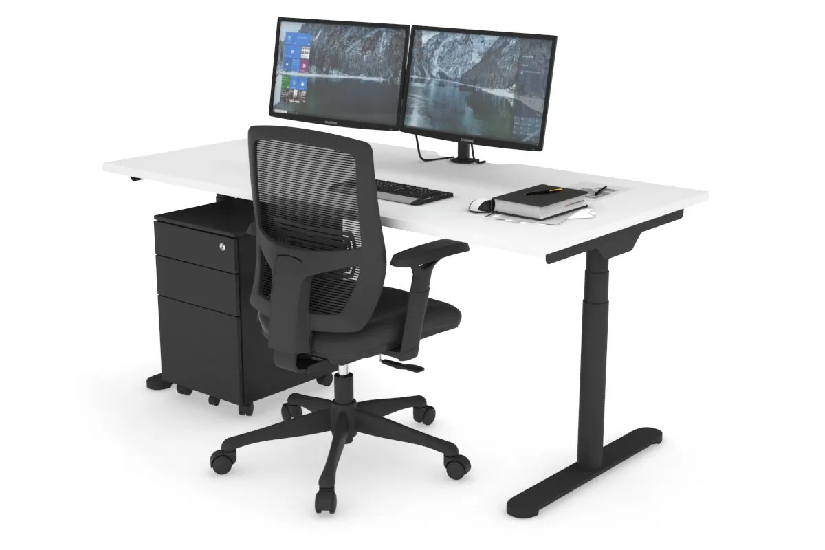 Flexi Premium Height Adjustable Single Workstation [1600L x 800W with Cable Scallop]