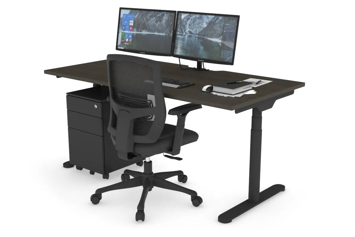 Flexi Premium Height Adjustable Single Workstation [1600L x 800W with Cable Scallop]