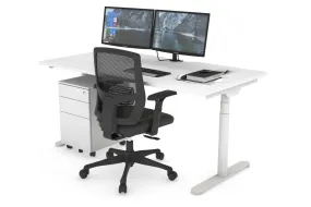 Flexi Premium Height Adjustable Single Workstation [1600L x 800W with Cable Scallop]