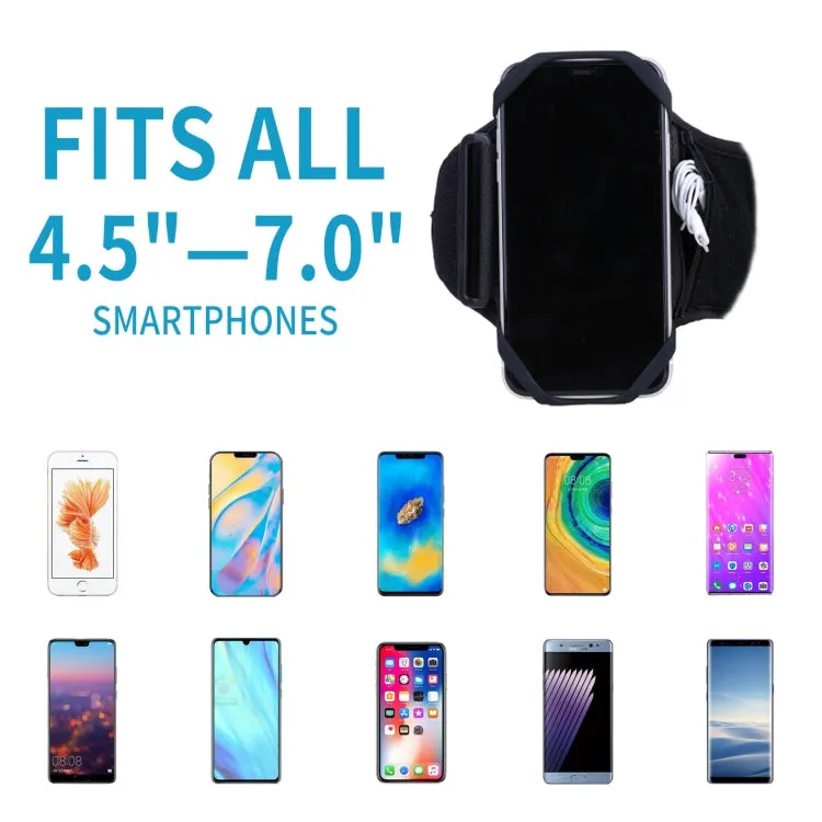 For 4.5-7 inch Phone Zipper Pocket Removable Rotating Arm Belt Bag Running Riding Phone Case(8 Claw Black)