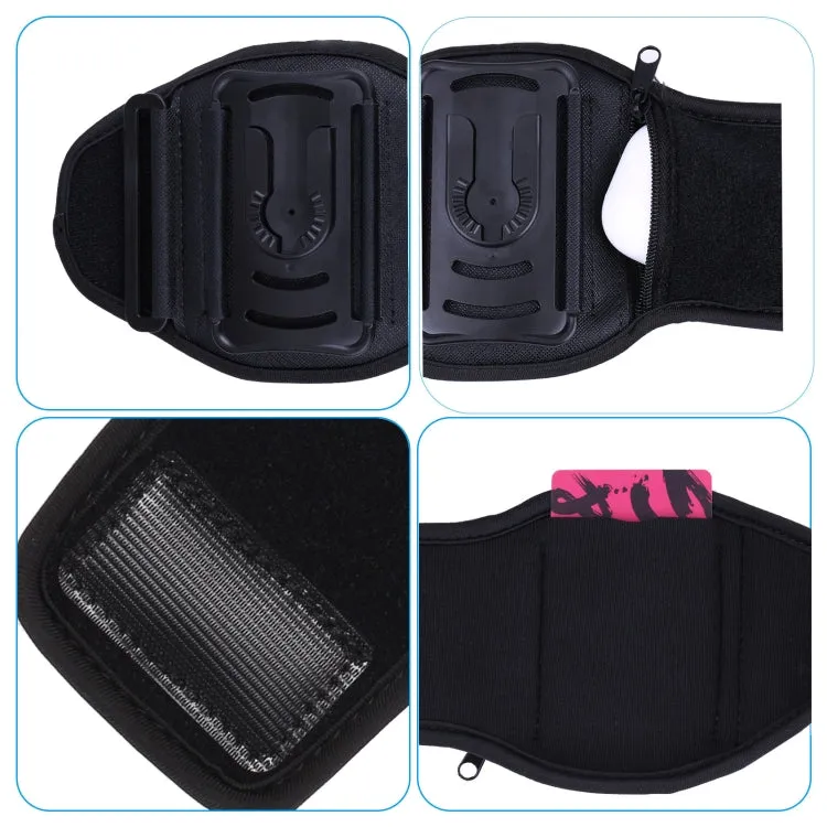 For 4.5-7 inch Phone Zipper Pocket Removable Rotating Arm Belt Bag Running Riding Phone Case(8 Claw Black)