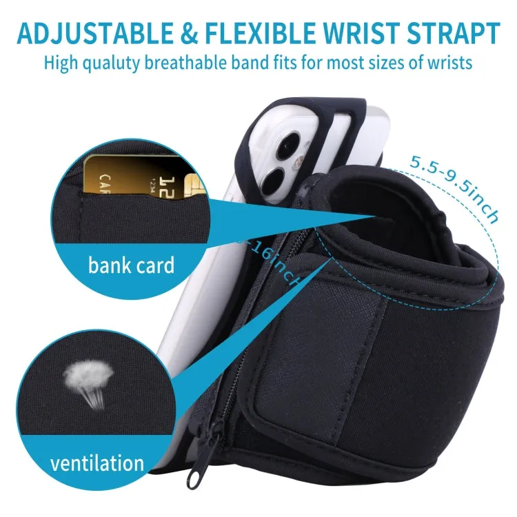 For 4.5-7 inch Phone Zipper Pocket Removable Rotating Arm Belt Bag Running Riding Phone Case(8 Claw Black)