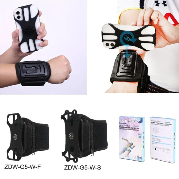 For 4.5-7 inch Phone Zipper Pocket Removable Rotating Arm Belt Bag Running Riding Phone Case(8 Claw Black)