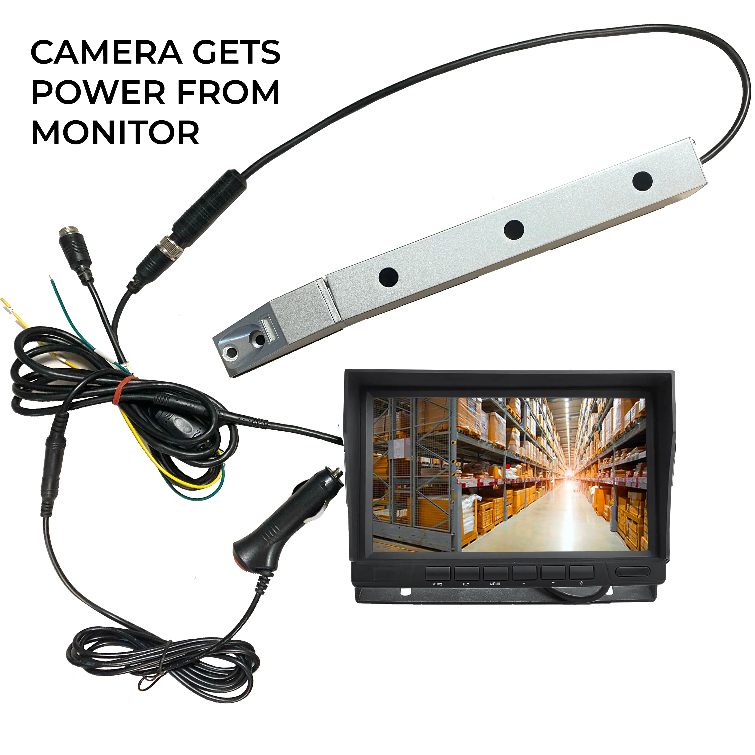 Forklift 1080P Camera System with 7inch LCD! Can use up to 2 Cams, Perfect for Forklifts, Built-in Magnet on Camera!