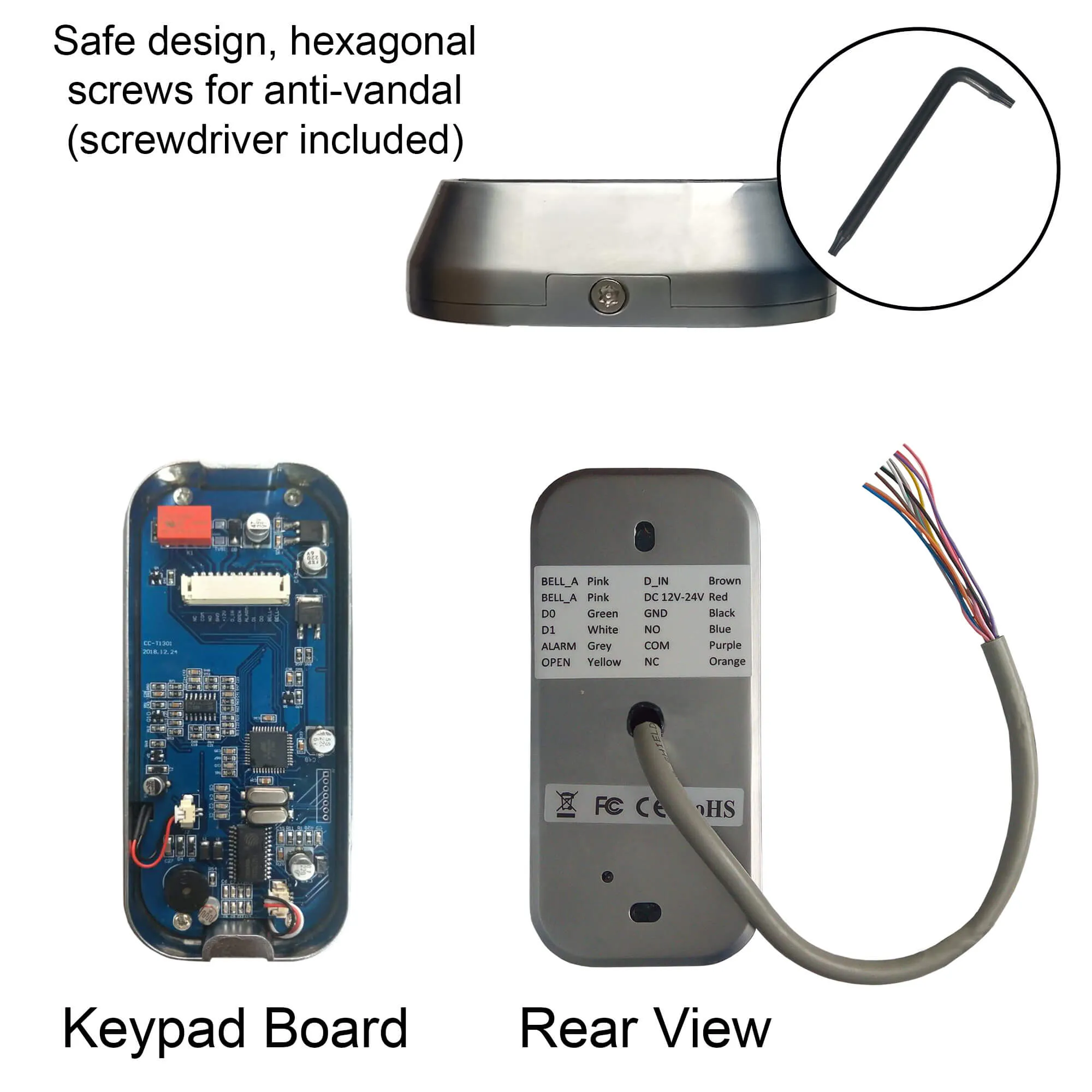 FPC-5610 One Door Access Control Out Swinging Door 1200lbs Maglock   Slim Outdoor Digital Touch Keypad/Reader Standalone   Mini Controller   Wiegand 26, No Software, EM Card   Wireless Receiver   PIR