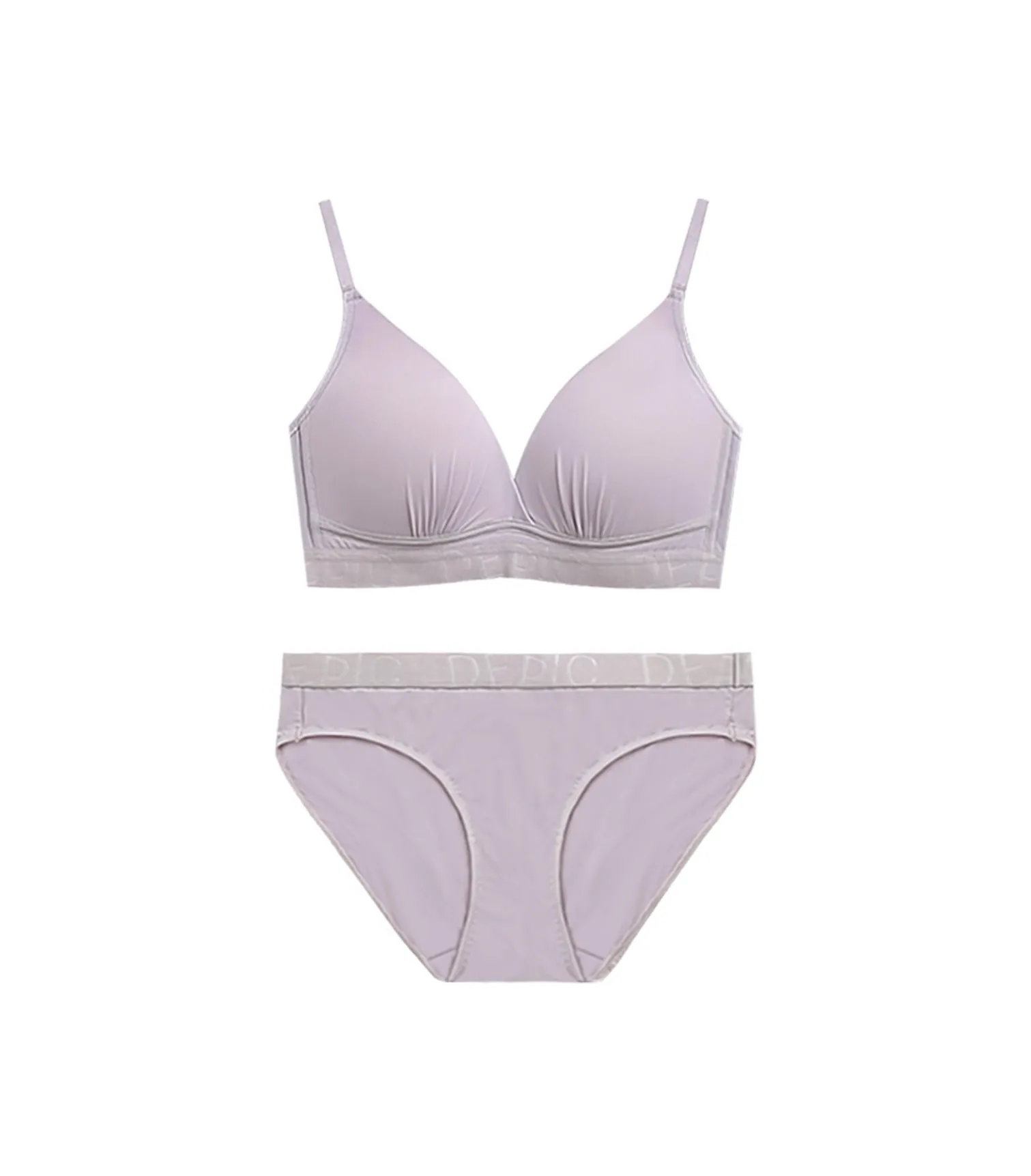 Freely - Ice Silk Cooling Plump V-shaped Wireless Bra Set Light Purple