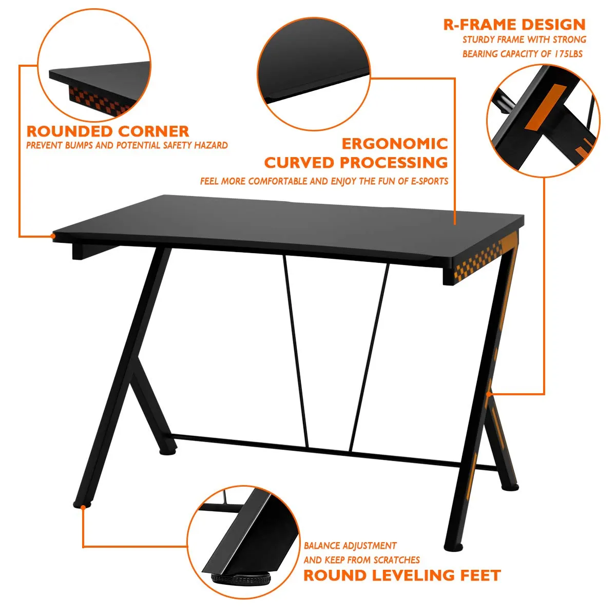 Gaming Desk PC Computer Desk, Home Office Study Writing Table for Small Space