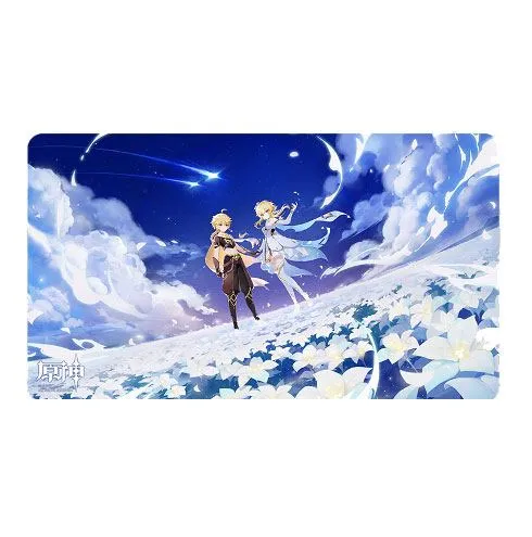 Genshin Impact Twin Stars on Floral Sea Mousepad Traveler - Aether & Lumine 70 x 40 cm