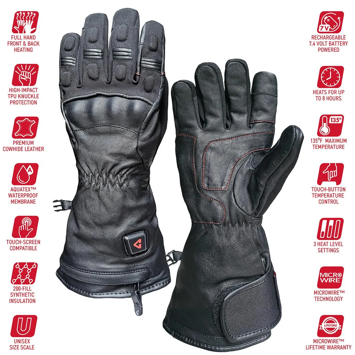 Gerbing 7V Hard Knuckle Battery Heated Gloves