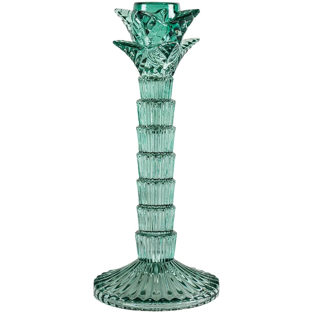 Glass Palm Candlestick Holder