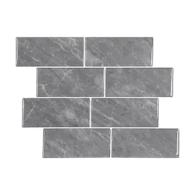 Gray Marble Metro Subway Backsplash Peel and Stick Tile