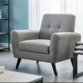 Grey Accent Chair with Deep Button Back