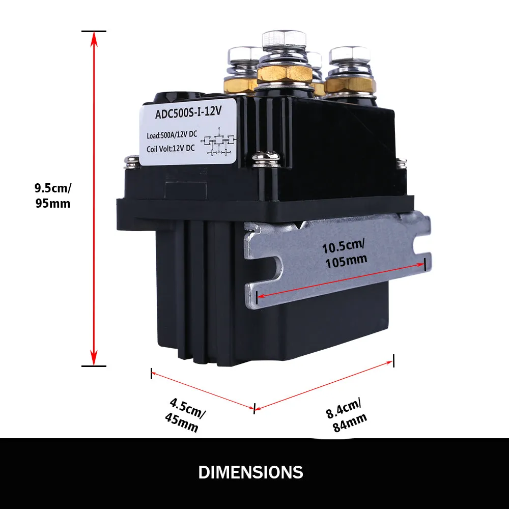 Heavy Duty 12V 500A Winch Solenoid Kit with Wireless Remote & 4T Snatch Block