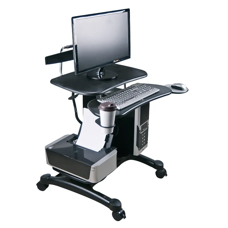 Height-Adjustable PC Workstation w/CPU & Printer Platforms (ABS Platforms)