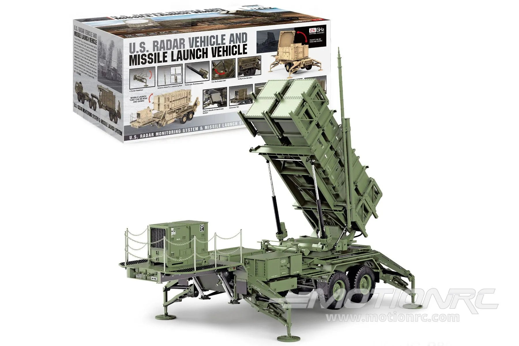 Heng Guan US Military Green 1/12 Scale Missile Launcher Trailer - KIT