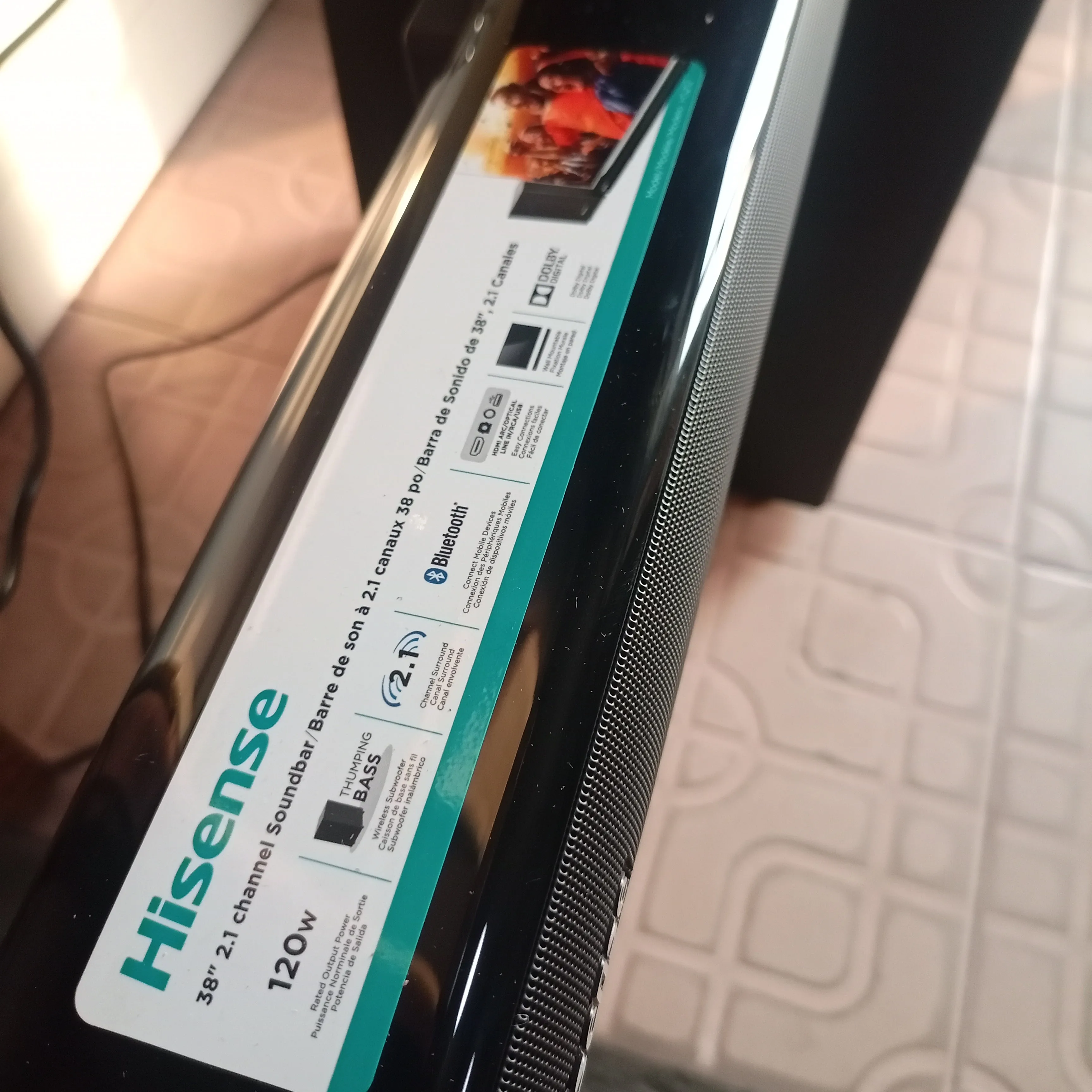 Hisense HS212 2.1Ch 120Watts Bluetooth Sound Bar with Wireless Subwoofer - Brand New