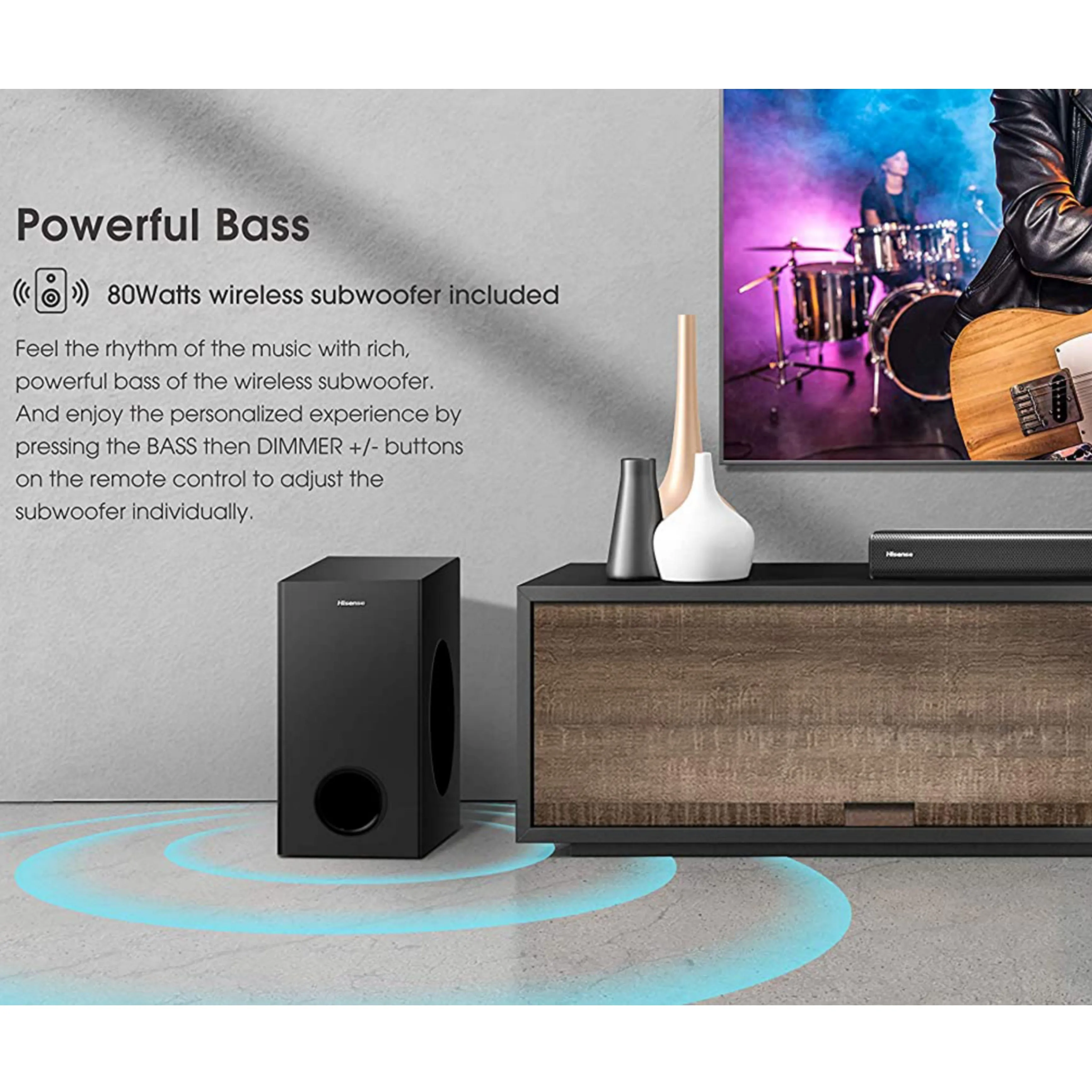 Hisense HS218 2.1Ch 200Watts Bluetooth Sound Bar with Wireless Subwoofer - Brand New