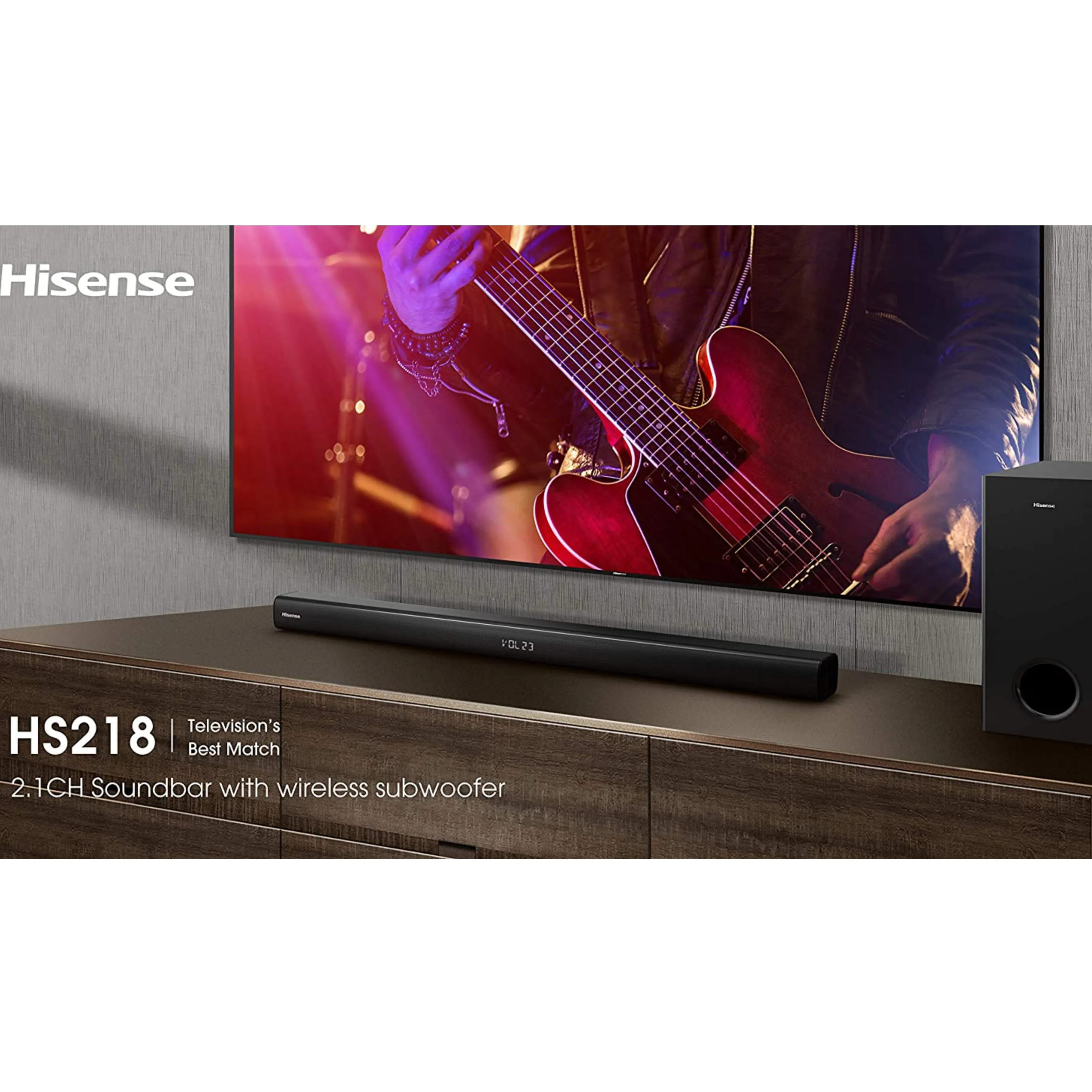 Hisense HS218 2.1Ch 200Watts Bluetooth Sound Bar with Wireless Subwoofer - Brand New