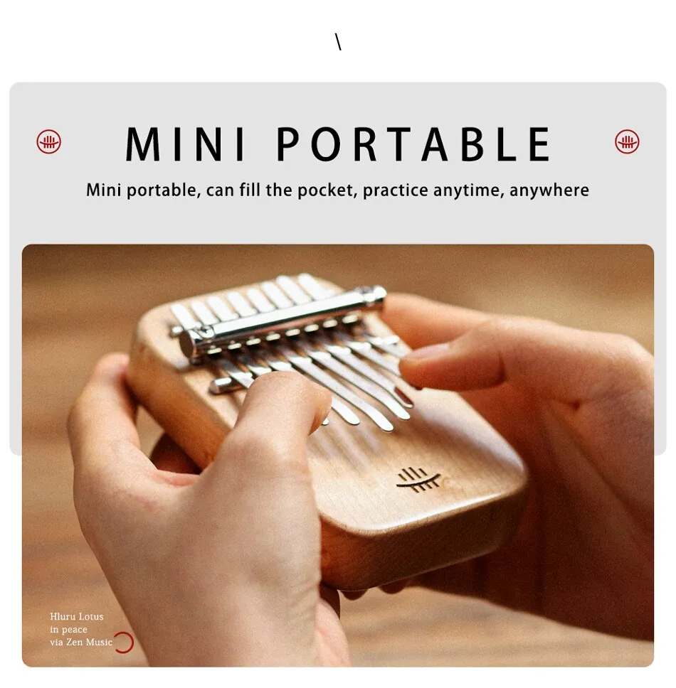 Hluru solid wood cedar Kalimba 8-key mini thumb piano Calimba portable compact instrument