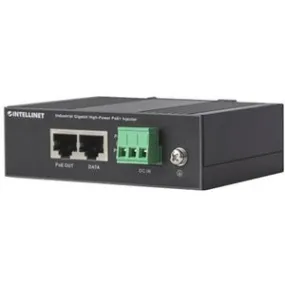 Intellinet Industrial Gigabit High-Power PoE  Injector, 1 x 30 W Port, IEEE 802.3at/af Power over Ethernet (PoE /PoE), Metal Housing