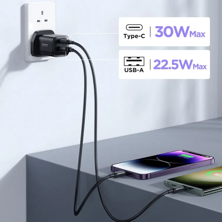 Joyroom JR-TCF08UK | 30W PD Fast Charger | Dual Ports (Type-C & USB)