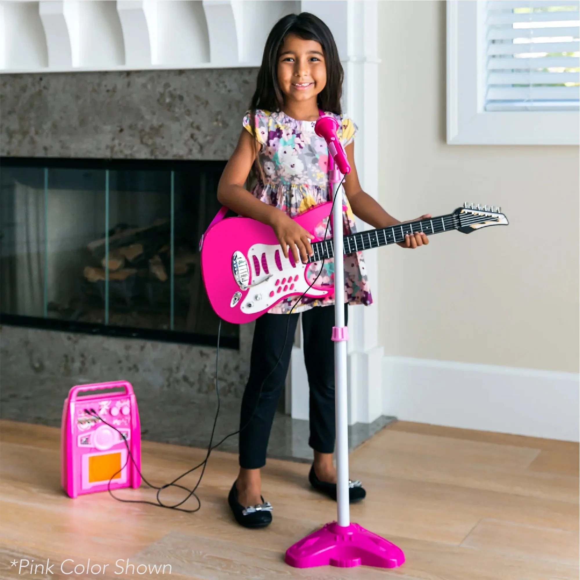 Kids Electric Guitar Toy Play Set w/ 6 Songs, Microphone, Amp