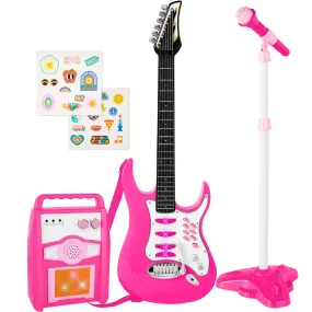 Kids Electric Guitar Toy Play Set w/ 6 Songs, Microphone, Amp