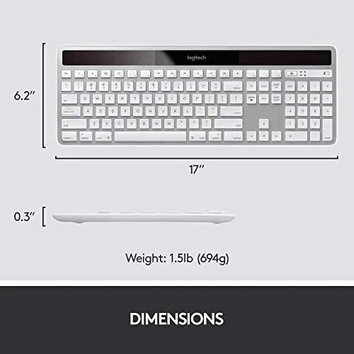 Logitech K750 Wireless Keyboard— Solar Recharging, Mac-Friendly, 2.4GHz Wireless - Silver