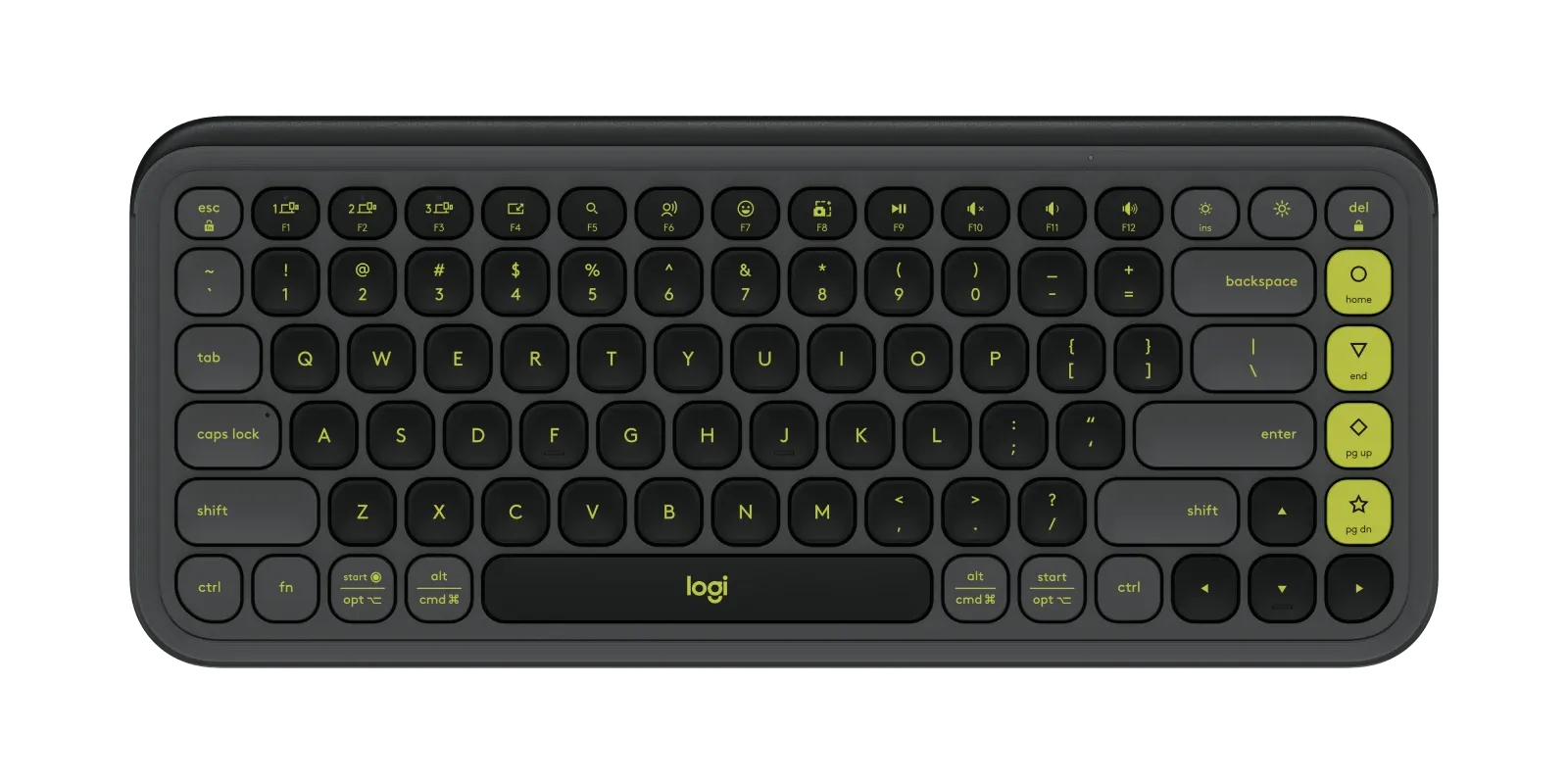 Logitech  POP Icon Keys A compact wireless keyboard with bold design and customizable Action Keys-Graphite & Green