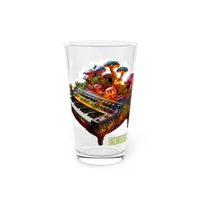 Magic Mushroom Psychedelic Mellotron Keyboard Abstract Art Pint Glass, 16oz - Music Design #004