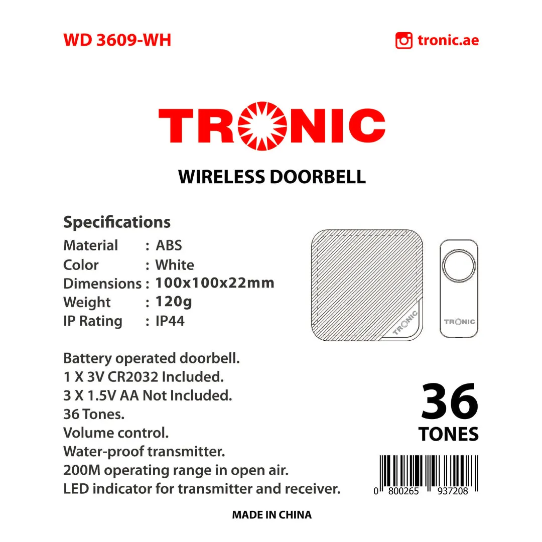 Mini Wireless White Doorbell