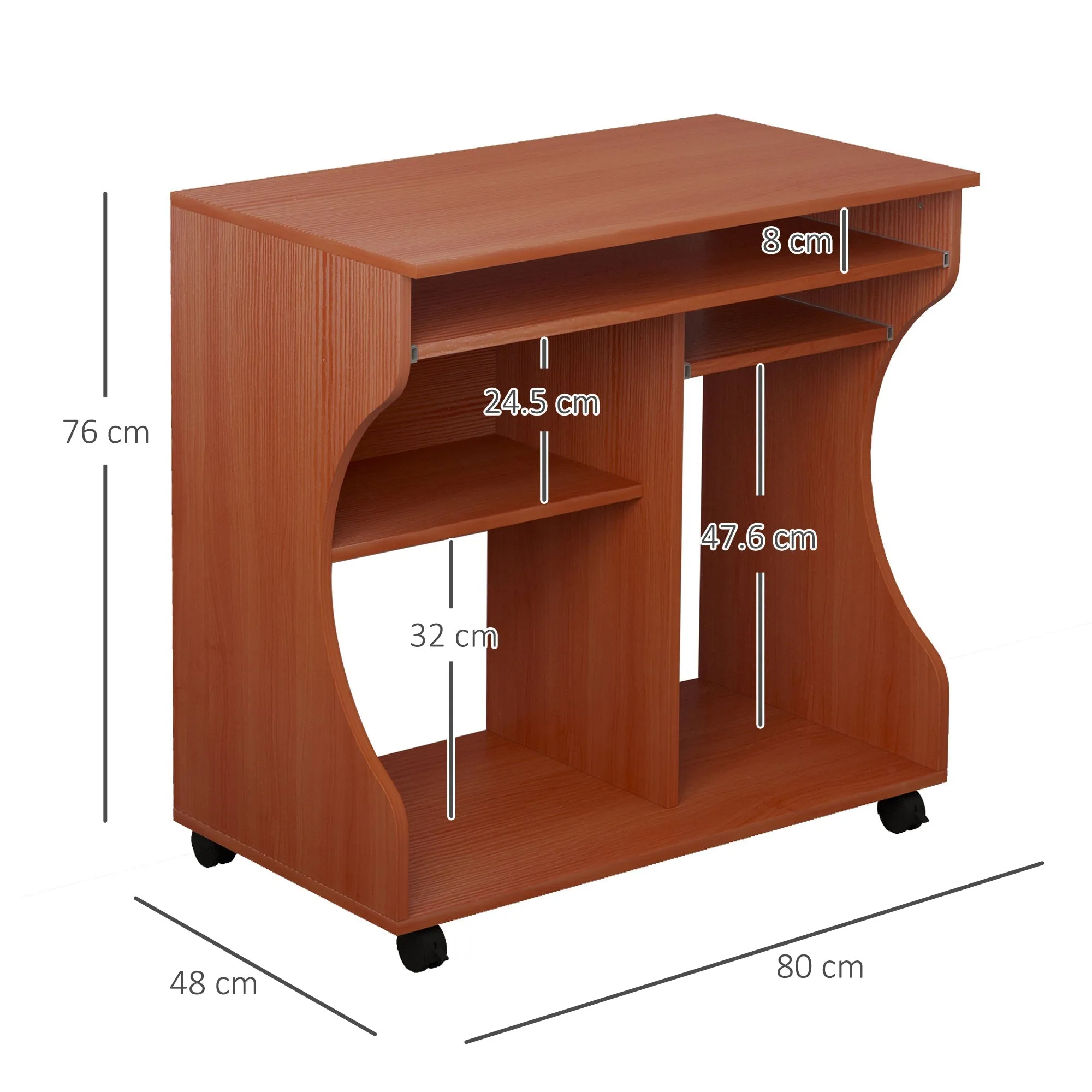 Movable Computer Desk with Sliding Keyboard Tray